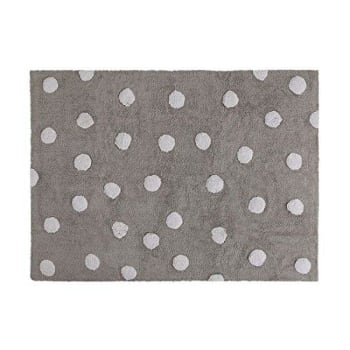 POIS - Tapis coton motif pois gris 120x160