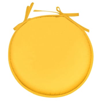 UNI - Galette de chaise polyester jaune D40cm