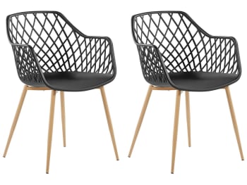 Nashua - Set di 2 sedie da pranzo nero e legno chiaro
