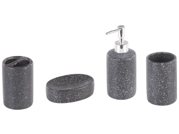 Iloca - Set de accesorios de baño 4 piezas de cerámica gris oscuro