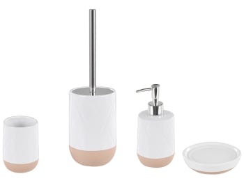 Lebu - Set de accesorios de baño 4 piezas de cerámica blanca