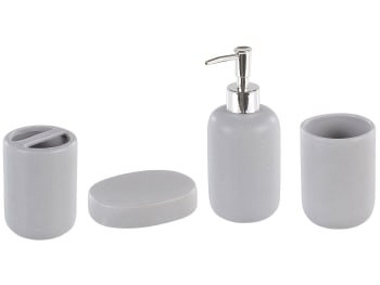 Rengo - Set de accesorios de baño 4 piezas de cerámica gris