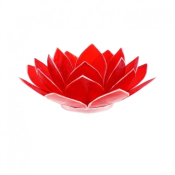 LOTUS - Porte bougie fleur de lotus rouge et argent