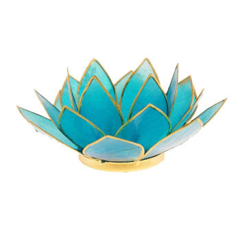 LOTUS - Porte bougie fleur de lotus bleu et or