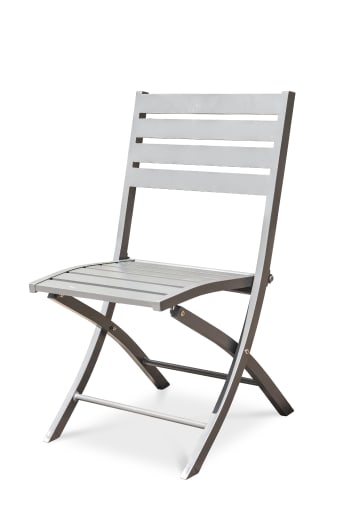 Marius - Chaise de jardin pliante en aluminium gris