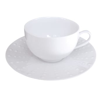 Sania brillant - Taza té con platito (x6) porcelena blanco