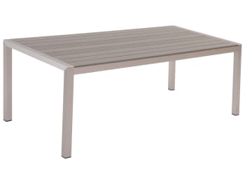 Vernio - Mesa de jardín 6 personas en madera plástica, aluminio gris
