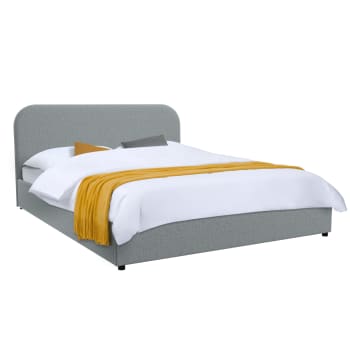 Tilly - Letto con contenitore in tessuto grigio 140x190 cm