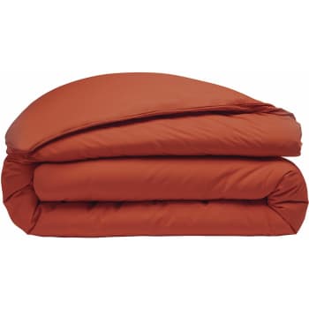 Orange - Housse de couette percale de coton rouge 260x240 cm