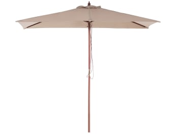 Parasol Droit Bois Taupe 3x3 M Gecko Jardin — Toile Polyester Déperlante — Système Corde/poulie — Sans Pied - 6