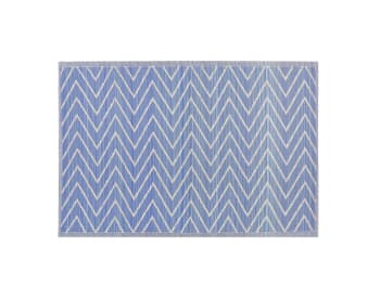 Balotra - Tappeto da esterno blu con motivo a zig zag 120 x 180 cm