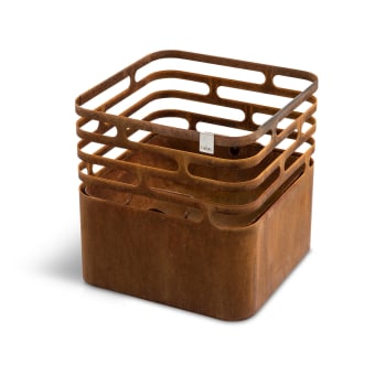 CUBE - Brasero grill tabouret table d'appoint rouille