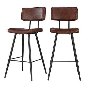 Texas - Set aus 2 Stuhl für Mittelinsel aus braunes Kunstleder, 66 cm