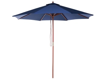 Toscana - Parasol de jardin en bois avec toile bleu marine D270cm