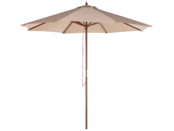 Toscana - Parasol de jardin en bois avec toile beige sable D270cm