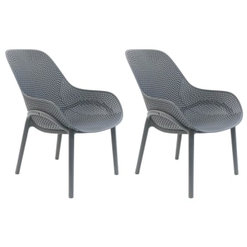 Monica - Lot  de 2 fauteuils coque plastique grise