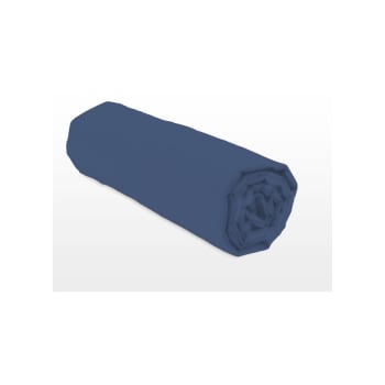 Drap housse coloré 100% coton - Bonnet 25cm - Bleu - 140x190 cm