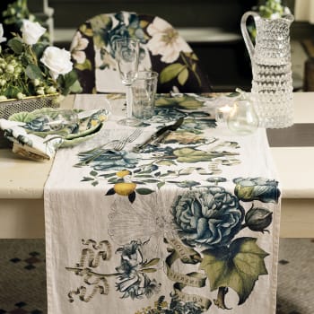 Giardino naturel - Chemin de table lavé pur lin multicolore 50X155