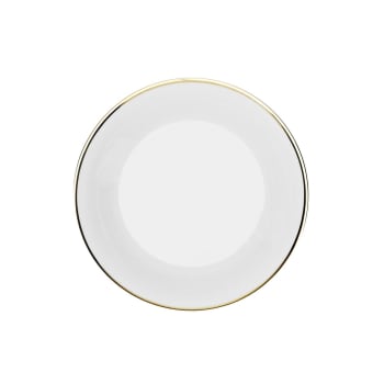 PORCELAINE DE LIMOGES - Assiette creuse Porcelaine de Limoges Blanche - Bord doré 19 cm