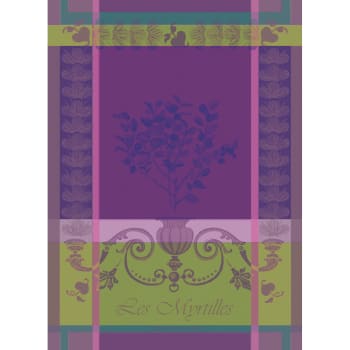 Myrtilles violet - Torchon  pur coton violet 56x77