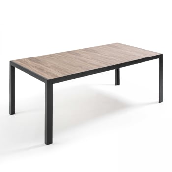Tivoli - Table de jardin structure aluminium et céramique aspect bois