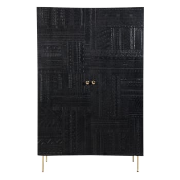 Chimane - Gabinete de madera negra y metal dorado grabado