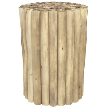 Imani - Mesa auxiliar de jardín redonda de 30cm en troncos de teca