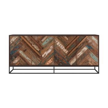 Krabi - Viertüriges Sideboard aus Akazienholz und recyceltem Holz