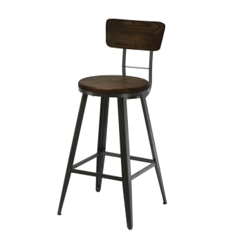 Midland - Chaise de bar 76 cm en bois et métal