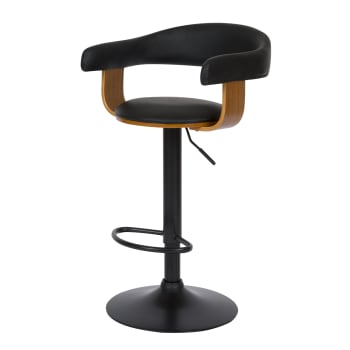 Harold - Chaise de bar réglable 62/84 cm en cuir synthétique noir