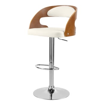Louis - Chaise de bar réglable 62/84 cm en cuir synthétique blanc