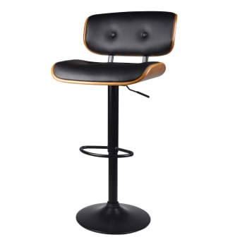 Melchior - Chaise de bar réglable 69/91 cm en cuir synthétique noir
