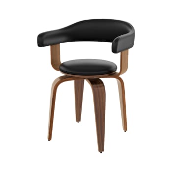 Harold - Stuhl aus schwarzem Kunstleder mit Armlehnen