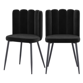 Set 2 sedie in velluto blu petrolio e gambe in metallo nero - Gilly