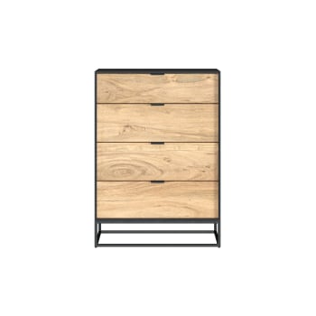 Jakson - Commode 4 tiroirs en bois d'acacia et pieds en métal