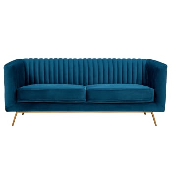 Gatsby - Sofá de 2 plazas en terciopelo azul oscuro