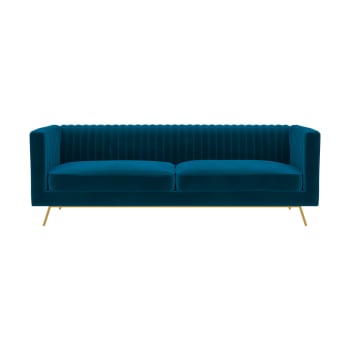 Gatsby - Sofá de 3 plazas en terciopelo azul oscuro