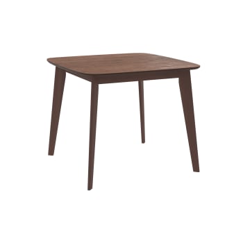 Julio - Table carrée 4 personnes en bois foncé finition noyer 90 cm