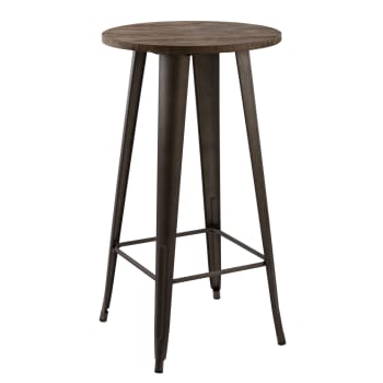 Chimie - Table de bar ronde 2 personnes en bois foncé D60 cm