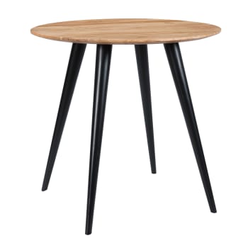 Modasa - Table ronde 2 personnes en acacia et pieds en métal  D80 cm
