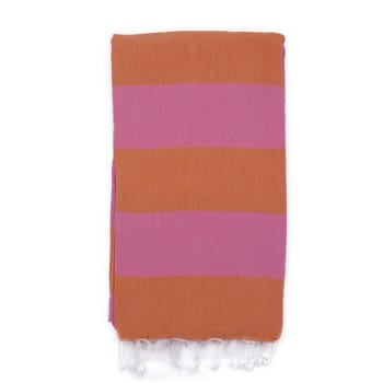 Futa de algodon en naranja y rosa con flecos (100 x 160 cm)