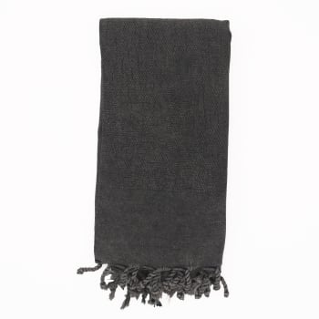 Futa «vintage» de algodon en negro con flecos (95 x 170 cm)