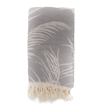 Futa de palmeras en algodon, gris con flecos (100 x 180 cm)