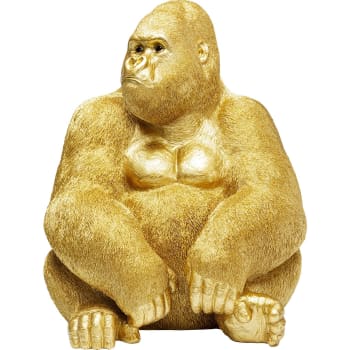 Gorilla - Figura decorativa esotica in resina dorata 76x60x55 cm