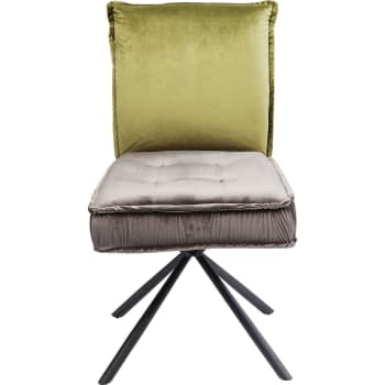 Chelsea - Chaise en velours vert/gris et acier