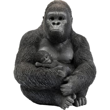 Cuddle gorilla family - Oggetto decorativo moderno in resina nera 40x33x31 cm