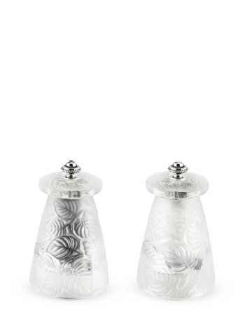 Lalique - Duo de moulins à poivre et à sel manuels en cristal H9cm