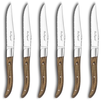 Louis - Estuche de 6 cuchillos carne  nogal