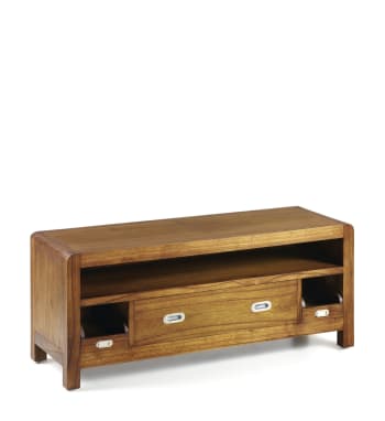 Flash - Mueble tv con 1 cajón y 2 bandejas de madera marrón anch. 115 cm