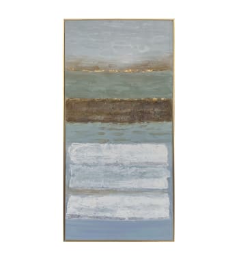 Berna - Cuadro al óleo de madera color azul, 75x150 cm